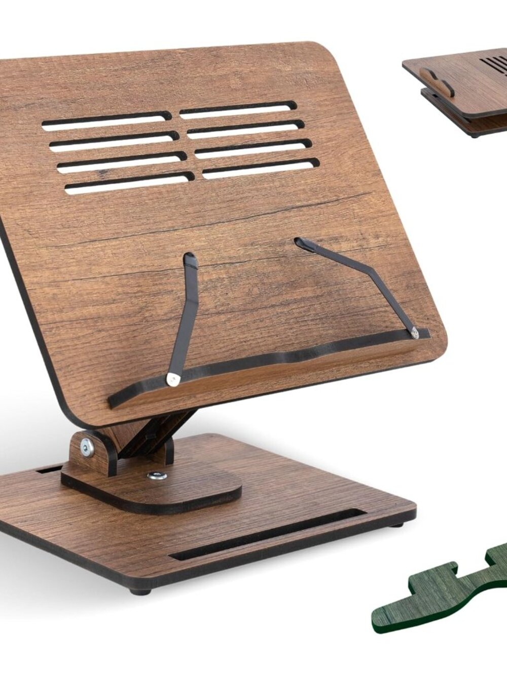 360° Rotating Book Stand, Tilt and Height Adjustable Laptop and Cookbook Holder,
